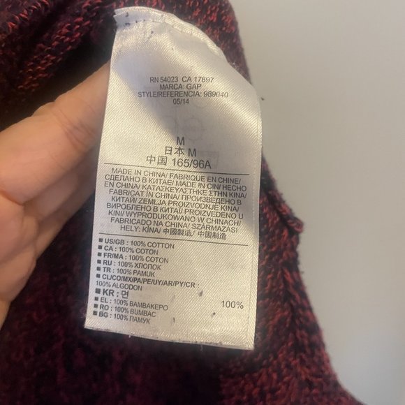 Gap Burgundy Cotton Marled U-Neck Sweater Size Medium Fall Winter - Picture 5 of 6